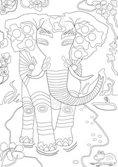 Elephant cartoon coloring page