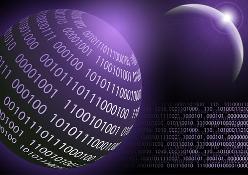 Global international exchange of information. Planet space modern technologies of the future finance banking. Binary code web security payment business vector illustration