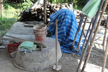 Construction equipments in construction site.