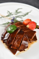 chocolate cake with cherries and chocolate