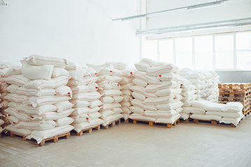 Storage with bags of flour.