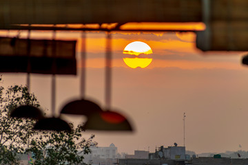 sunrise view from the roof top cafe