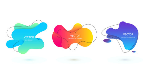 Vector abstract geometric banner set. Trendy liquid round forms. Modern vector template with gradient foг you design. Vector illustrations.