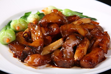 meat with sauce and vegetables