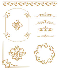 Set of vintage elements. Frames, dividers for your design. Golden Components in royal style. Elements for design menus, websites, certificates, boutiques, salons, etc. Making your logo and monogram.