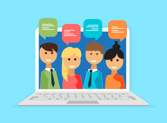 people chatting, discuss, social network, social networks, dialogue speech bubbles, vector illustration