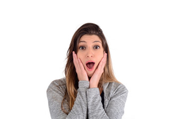 Fototapeta premium Young woman surprised.