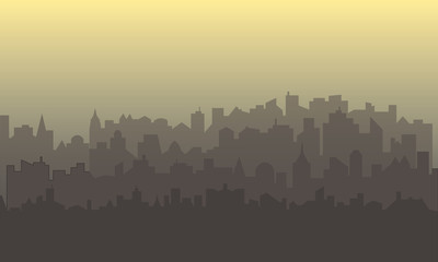 Horizontal city landscape. Silhouettes of buildings.