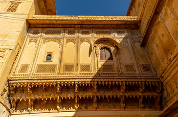 Jaisalmer Fort, Jaisalmer, Rajasthan, India; 24-Feb-2019; decorative window in the fort
