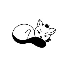 Cute black cat with crown vector on white background for textile artworks, children books, prints, greeting cards, t shirt print, graphic icon, poster, banner illustration