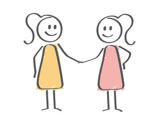 Stick Figure - women shaking hands