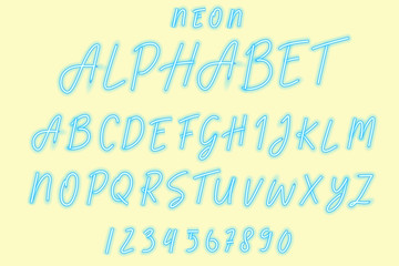 Blue Alphabet Neon Type