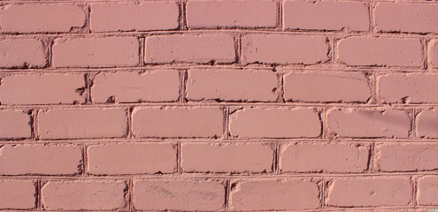  Texture of painted brown brickwork. Old wall, built over 100 years ago.