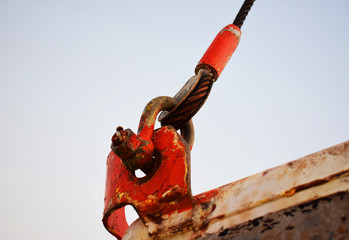 Crane during work on oil and gas platform.