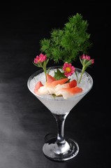 dessert with strawberries and cream