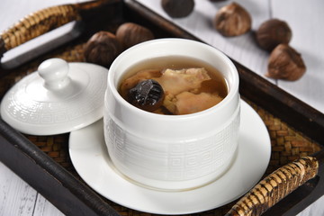 cup of coffee and cookies on a white background