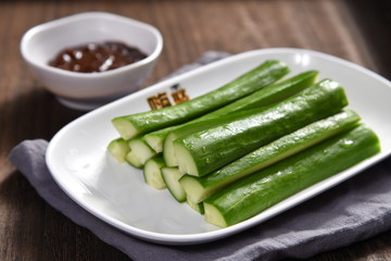 asparagus and cucumber on plate