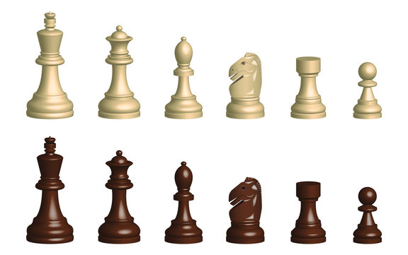 3d chess game pieces vector design illustration isolated on white background