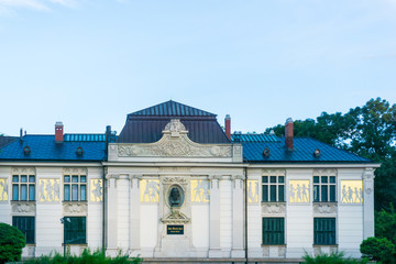 KRAKOW, POLAND - August 27, 2017: antique building view in Krakow, Poland