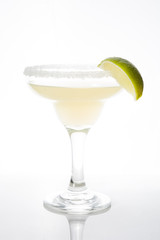 Margarita cocktails with lime in glass isolated on white background