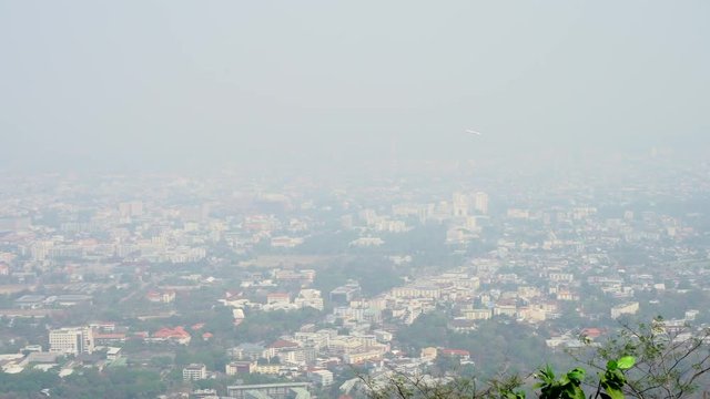 Air pollution at Chiang Mai that city is completely covered with smog and very poor visibility.
Concept of global warming , Green house effect.