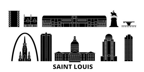 United States, Saint Louis flat travel skyline set. United States, Saint Louis black city vector panorama, illustration, travel sights, landmarks, streets.
