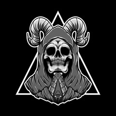 Praying skull triangle vector illustration