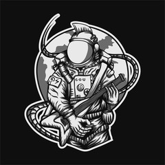 Rocker Astronaut vector illustration