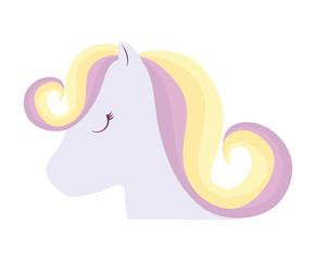 head of cute unicorn isolated icon