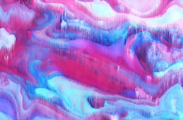 White-pink-blue current background. Art abstraction texture. Fancifully flowing paint. Contemporary art.