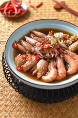 grilled sausages with potatoes and vegetables
