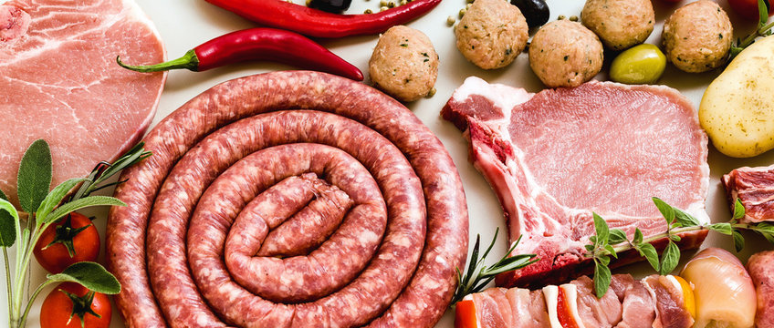 Homemade Italibanner of Homemade Italian sausage with other meats, ready to be cooked on the grill. Mediterranean recipesan sausage with other meats, ready to be cooked on the grill. Mediterranean 