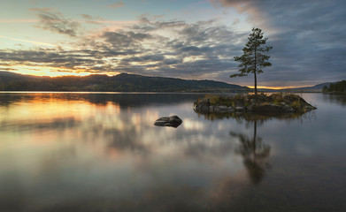 Island on the lake. Mjøsa, Norway