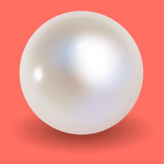 Pearl vector with shadow on a Coral color background