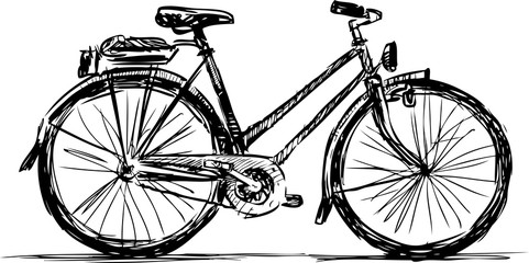 A hand drawing of a bicycle for a stroll