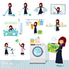 掃除や洗濯など家事に関する不良ファッション女性のセット。育児など様々なアクションがあります。編集が容易なベクターアートです。.