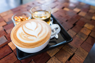 Cappuccino on Designed Wood Table
