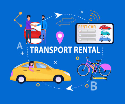 Transport Rental Cycle Diagram. Flat Vector Layout