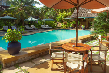 Swimming pool of a tropical hotel
