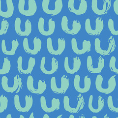 Seamless pattern. Naive fishscale ornament in blue, green colors. Pritn for textiles, wallpapers, scrapbooking in doodle style. Vector illustration texture.