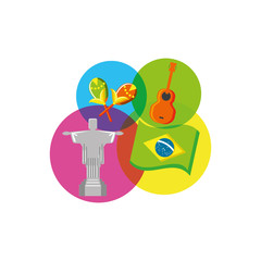 corcovado christ monument with set icons