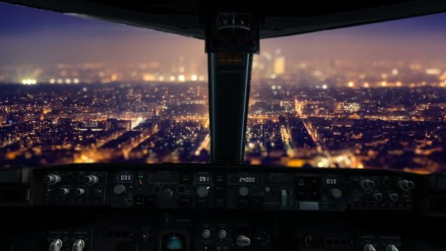 The view from the cockpit modern passenger aircraft. Front view from the cockpit trough windshield.