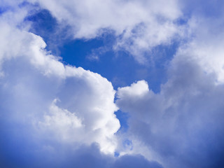 Dramatic sky. bright blue sky. huge cumulus cloud