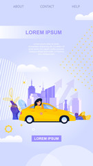 City Taxi Mobile App. Yellow Car Flat Illustration