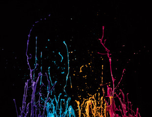 Macro photo of mixed acryl colors on black