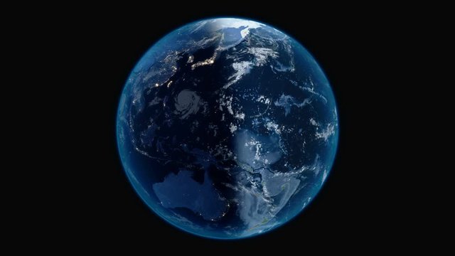 Rotating planet Earth on a solid black background, perfect seamless loop 360 degrees footage in 4K. Some elements of this image furnished by NASA