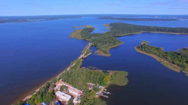 Aerial View Of Monastery On Island On Lake Seliger, Klichen Island, Russia