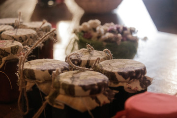 Grandma's jars filled with natural food