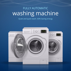 Washing Machine Realistic Poster