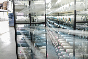 Carpet factory, carpet production, synthetic yarns for weaving looms